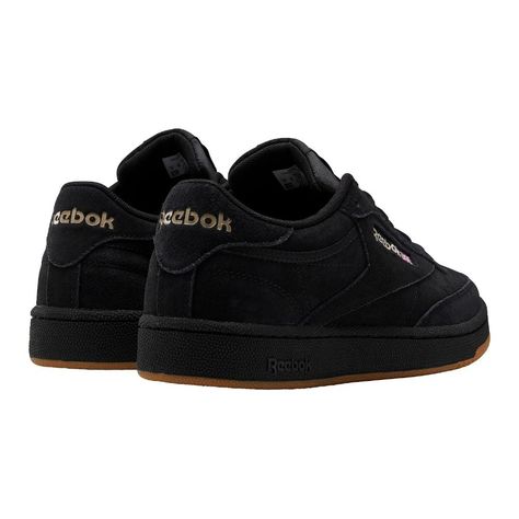 Reebok Club C 85 - Black / Beige / Gum Reebok Club C 85, Club C 85, Vinyl Bag, Suede Tops, Shoes Buy, Reebok Club C, Club C, Reebok Shoes, Clean Shoes