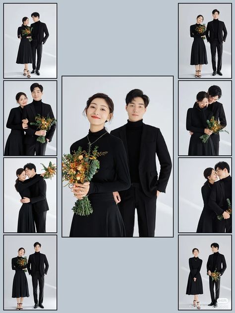 Korean Self Photo Studio Pose, Korean Prenup Photoshoot Ideas Studio, Cute Prenup Photoshoot Ideas, Korean Self Photo Studio Pose Couple, Korean Photoshoot Couple, Korean Self Photo Studio, Konsep Foto Prewed Studio, Korean Couple Poses, Couple Photography Poses At Studio