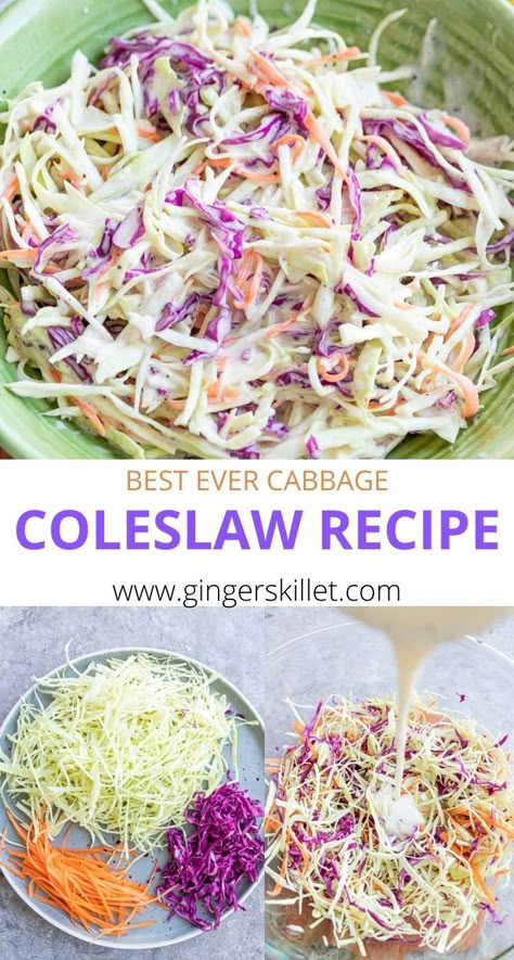 Shredded Coleslaw Recipes, How To Make Coleslaw Recipes, Fresh Coleslaw Recipe, Cowpoke Cabbage, Coleslaw Mix Recipes, Cabbage Dressing, Greek Yogurt Coleslaw, Coleslaw Healthy, Recipe With Greek Yogurt