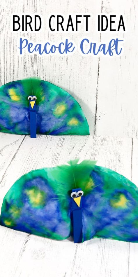 Bird Craft Ideas, Paper Crafts Simple, Flip Flop Craft, Bird Craft, Peacock Crafts, Crafts Simple, Yellow Crafts, Coffee Filter Crafts, Weekend Crafts