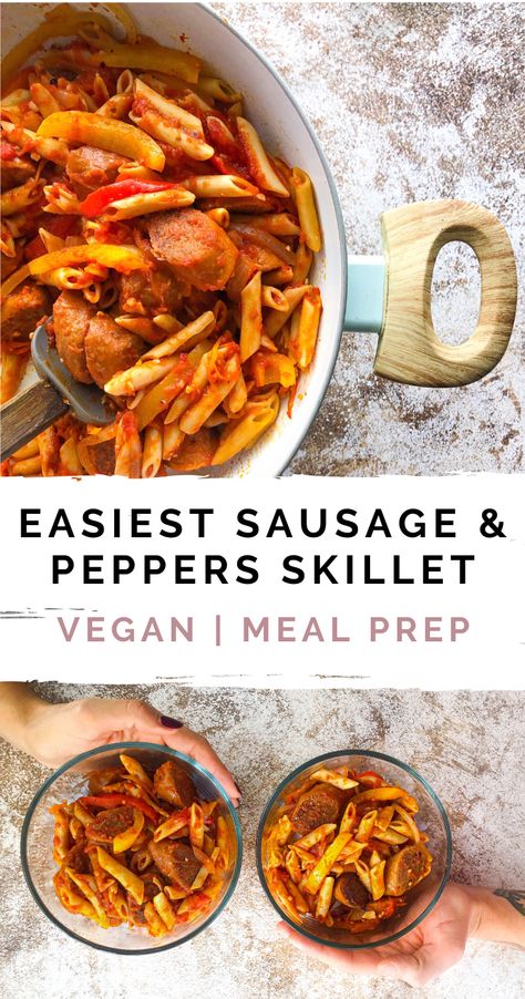 Beyond Sausage Pasta, Beyond Italian Sausage Recipes, Beyond Meat Sausage Recipes, Beyond Sausage Recipes, Meatless Sausage Recipe, Beyond Meat Recipes, Sausage And Peppers Skillet, Beyond Sausage, Easy Vegan Pasta