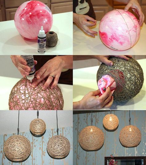 15+ Easy Homemade Decorative Lamp Shade Ideas for 2020 Diy Abat Jour, Yarn Chandelier, Diy Pendant Lamp, Lampe Art Deco, Lampe Diy, Diy Lampe, Decorative Lamp Shades, Diy Shades, Lampe Decoration