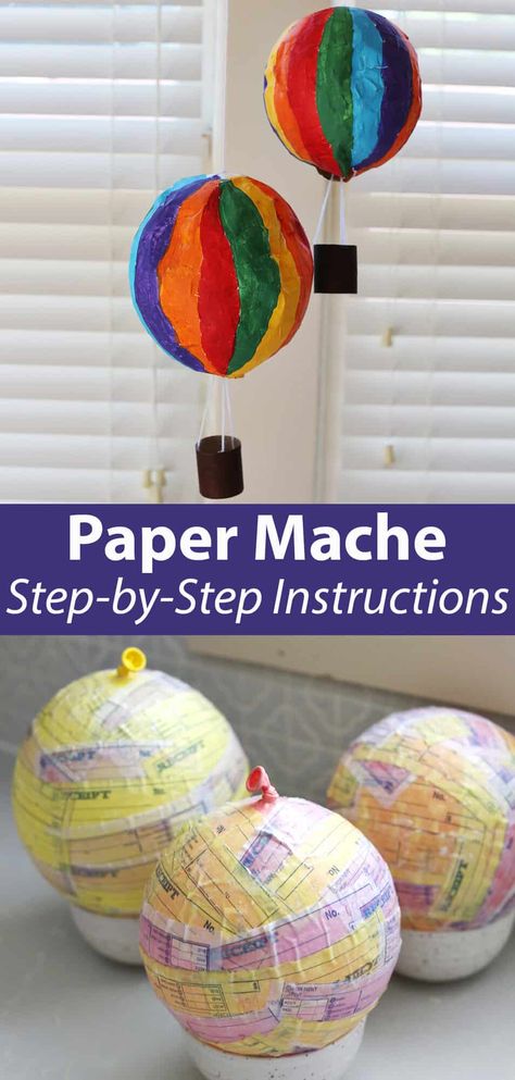 How to Paper Mache - Childhood Magic How To Paper Mache, Easy Paper Plate Crafts, Paper Mache Art Projects, Paper Mache Balloon, Paper Mache Crafts For Kids, Paper Mache Recipe, Plate Crafts For Kids, Paper Mache Paste, Paper Forms