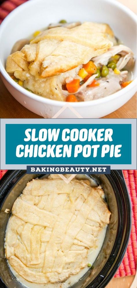 Essen, Slow Cooker Chicken Pot Pie Recipe, Chicken Pot Pie Recipe Crockpot, Slow Cooker Chicken Pot Pie, Crockpot Chicken Pot Pie, Lattice Crust, Pot Pie Casserole, Chicken Pot Pie Filling, Chicken Pot Pie Casserole