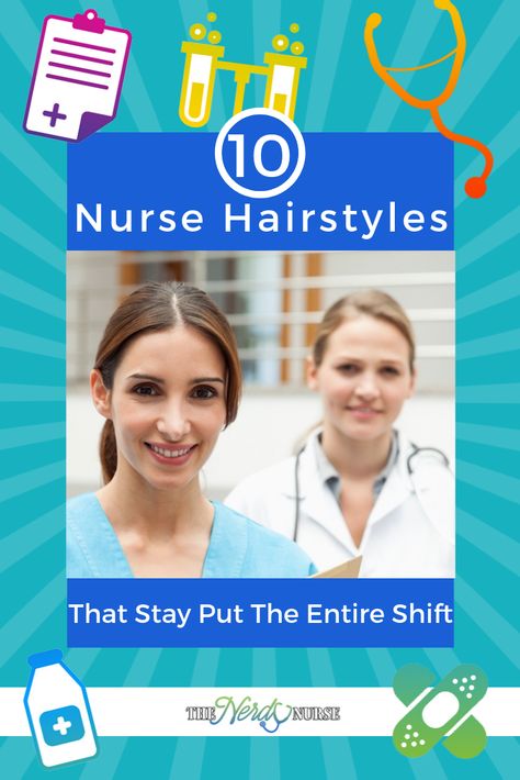 10 Nurse Hairstyles That Stay Put The Entire Shift #thenerdynurse #nurse #nurses #nursehair #hairstyle #braid #easy Easy Hair Styles For Nurses, Nursing Clinical Hairstyles, Nursing Hairstyles Easy, Work Hair Updo, Hairstyles For Nurses, Nerdy Nurse, Psychiatric Nurse, Hairstyle Braid, Nurse Hairstyles