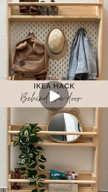 Ikea Hacks and Inspo on Instagram: "IKEA Behind-the-door Hack REVEAL! 😍  By POPULAR request, here is a step by step how to DIY the behind the door shelf hack. ⚒️✨  Check out this amazing space-saving hack by @cori.interior! 🙌  What you need:  Wood board  IKEA Flisat  IKEA SKADIS  👉Ikea items linked in Story Highlight ‚behind the door‘🔗  👉If you are looking to buy a comparable product on Amazon.com, here is the link:   https://amzn.to/3WD6fxH (linked also in Storyhighlight ‚behind the door‘  How did it turn out? Let us know below 🤍  Follow for more DIY inspiration and clever hacks @ikeahacksandinspo. 💡✨  . . .  #ikeahacksandinspo #ikeahack #storagesolutions #storageideas #smallspaces #smallhallway #smallkitchen #smallkidsroom #diy #homedecor #interiordesign #interiorinspo #interior # Nordkisa Ikea Hack, Ikea Hol Hack, Perjohan Ikea Hacks, Ikea Skadis Hack, Behind The Door Storage, Flisat Ikea, Ikea Brusali, Ikea Kids Bedroom, Ikea Upgrades