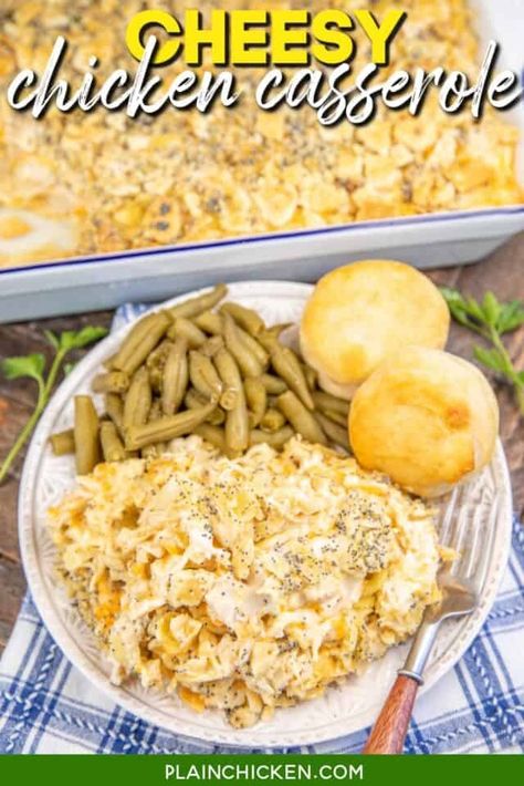 Cheesy Chicken Casserole - Plain Chicken Weeknight Casseroles, Food Rotation, Cheesy Chicken Casserole, Noodles Chicken, Chicken Casseroles, Chicken Noodle Casserole, French Onion Chicken, Chicken Noodles, 2024 Recipes