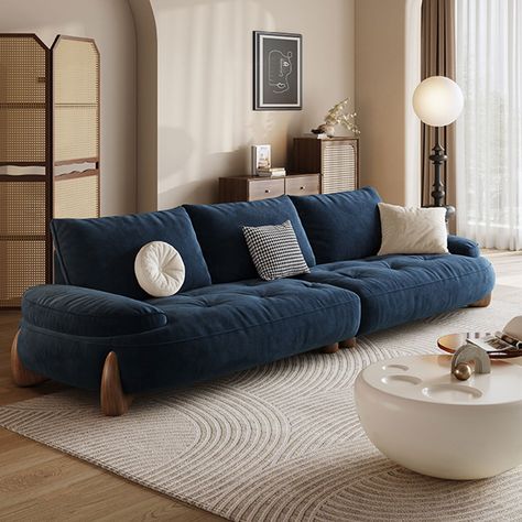 Modern Recliner Sofa, Friends Experience, Blue Sofas Living Room, Blue Couch Living Room, Blue Couch, Loveseat Living Room, Cushion Couch, Modern Recliner, Comfortable Couch