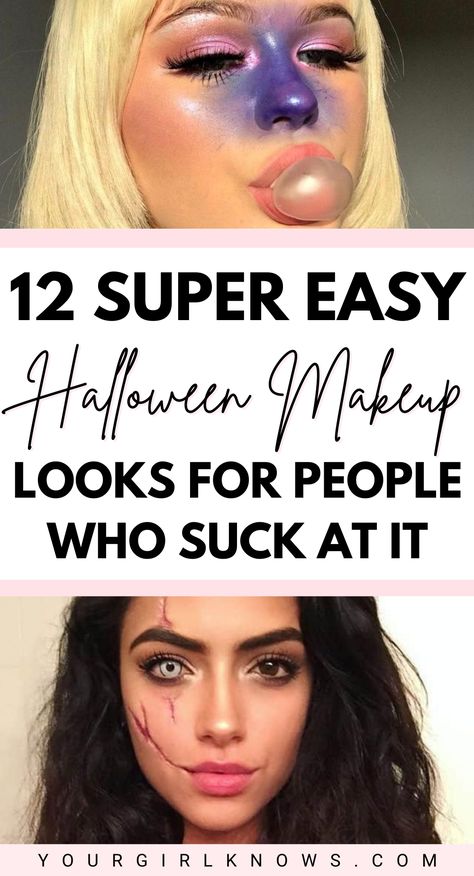 Halloween Costume Makeup Easy, Easy Mom Halloween Makeup, Easy Face Makeup Halloween, Simple Cute Halloween Makeup Looks, Halloween Diy Makeup Easy, Super Easy Last Minute Halloween Costume, Easy Halloween Make Up Ideas Last Minute, No Costume Halloween Makeup, Easy Halloween Makeup Looks For Women