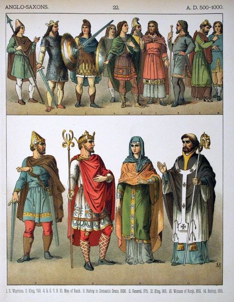 Anglo-Saxon Clothing, 6-9th century CE (Illustration) - Ancient History Encyclopedia Anglo Saxon Clothing, Saxon History, Anglo Saxon History, Germanic Tribes, Medieval England, Early Middle Ages, Ancient Origins, English History, Medieval Times