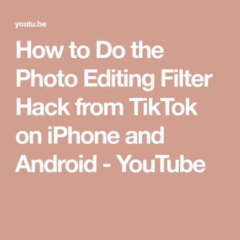 How to Do the Photo Editing Filter Hack from TikTok on iPhone and Android - YouTube Iphone Filter Hack, Android Photo Editing Hacks, Tiktok Photo Edit Hack, I Phone Picture Editing Hack, Iphone Video Editing Hacks, Viral Iphone Editing Hack, Galaxy Note 9, Iphone Photos, Photo Filter