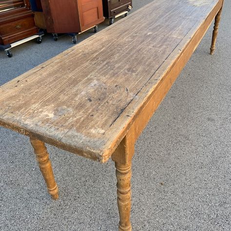 Large Farmhouse Table, Long Farmhouse Table, Big Dine Table, Kitchen Table, Rustic Dining Table, 12-foot - Etsy Antique Farm Table Antique Farmhouse, Pin Leg Kitchen Table, Rustic Harvest Tables, Farmhouse Stripe Table Paint Stain, Raw Wood Table Kitchen Antique Dutch, Primitive Furniture Dining Room, Aged Kitchen Table, Vintage French Kitchen Table, Rustic French Country Table