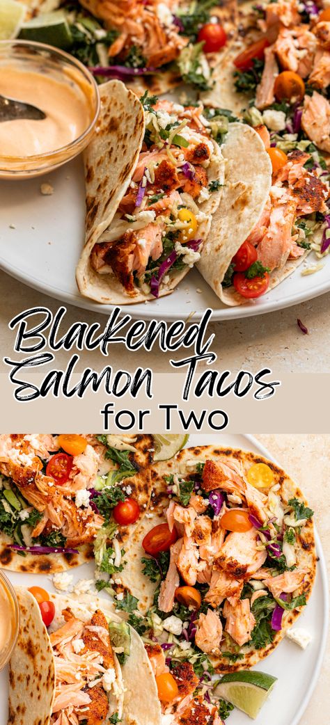 Blackened Fish Tacos With Avocado Sauce, Salmon Recipes For Two, Salmon Taco Marinade, Healthy Dinners Salmon, Cajun Salmon Tacos, Salmon Taco Salad, Salmon Recipes For Beginners, Spicy Salmon Tacos, Salmon Recipes Tacos