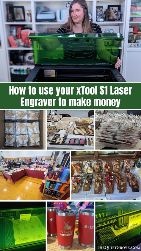 Are you looking at getting the xTool S1 Laser engraver to use for your small business? Check out my tips for using your S1 to make money. #xToolS1 #LaerEngraver #SmallBusiness How To Start A Laser Engraving Business, Small Business Laser Engraving, Laser Engraver Projects That Sell, Ideas For Laser Engraving, Xtool S1 20w Project Ideas, X Tool S1 Projects, Engraving Business Ideas, Xtool S1 40w Projects, Xtool P2 Project Ideas