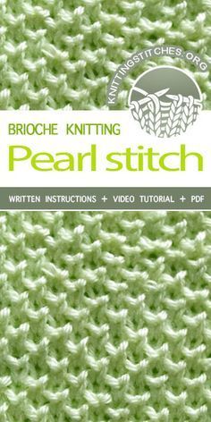 Pearl Knit Stitch, Pearl Knitting, Loom Knitting Stitches, Brioche Knitting, Brioche Stitch, Knitting Stitches Tutorial, Knitting Basics, Knitting Paterns, Beginner Knitting Patterns