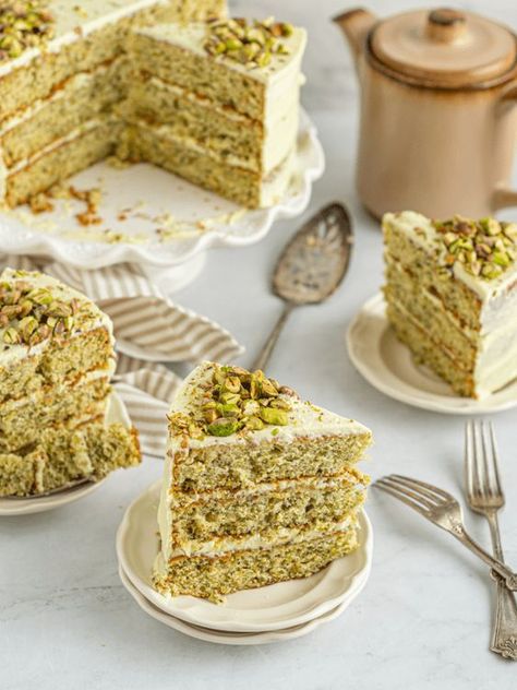 Pistachio Cake - Pass Me a Spoon Pistachio Sponge Cake, Pistachio Cake Recipe From Scratch, Pistachio Pudding Cake, Pistachio Cake Recipe, Pistachio Recipes, Pistachio Pudding, Dessert Bites, Pistachio Cake, Food Aesthetics