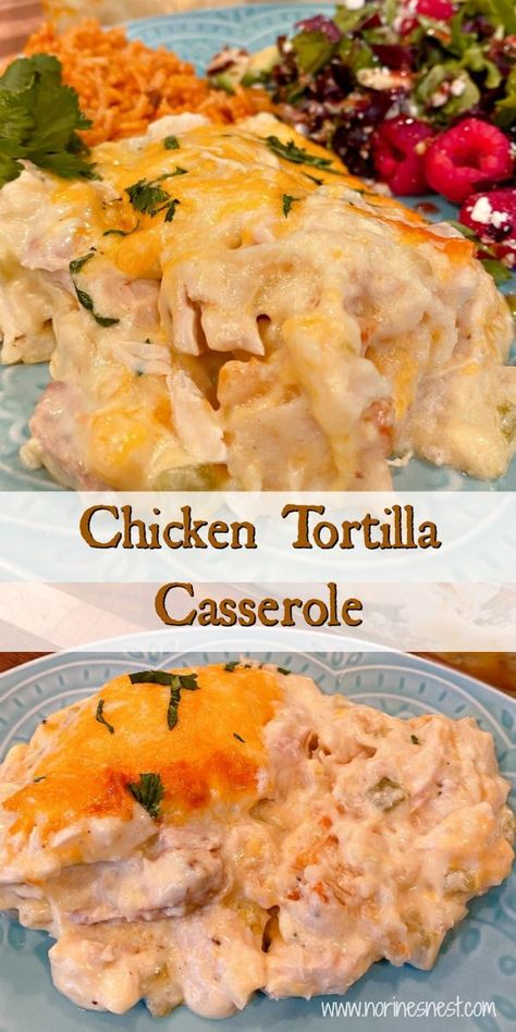 Tortilla Casserole Recipes, Chicken Tortilla Casserole, King Ranch Casserole, Tortilla Casserole, Ranch Casserole, Creamy Chicken Casserole, Latin Recipes, Favorite Casseroles, Green Chili