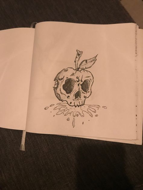 Apple Skull Tattoo, Rotten Fruit Drawing, Rotten Apple Drawing, Rotten Apple Tattoo, Rotten Tattoo, Bad Apple Tattoo, Apple Skull, Apple Drawing, Rotten Apple