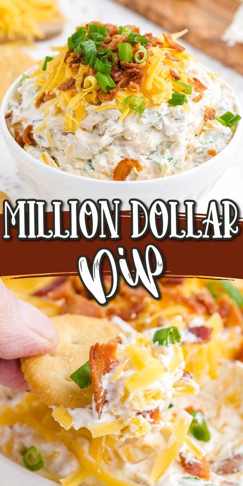 Million Dollar Dip, 5 Minute Recipe, Chip Dip Recipes, Cold Dip Recipes, Homemade Dips, Delicious Dips Recipes, Best Chips, Shredded Cheddar Cheese, Appetizer Dishes