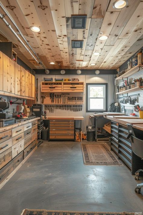 29 Bonus Room Ideas to Maximize Your Extra Space 25 Office Workshop Ideas, Workshop Building Ideas, Wood Workshop Ideas, Garage Wood Shop, Workshop Design Ideas, Home Workshop Garage, Dream Workshop, Garage Workshop Layout, Bonus Room Ideas