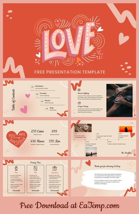 Love PowerPoint Template - Free PowerPoint Templates, Google Slides, Figma Deck And Resume Dating Wrapped Powerpoint, Powerpoint Presentation Ideas, Output Design, Ppt Template Design, Business Presentation Templates, Google Slides Theme, Presentation Ideas, Word Fonts, Powerpoint Design Templates