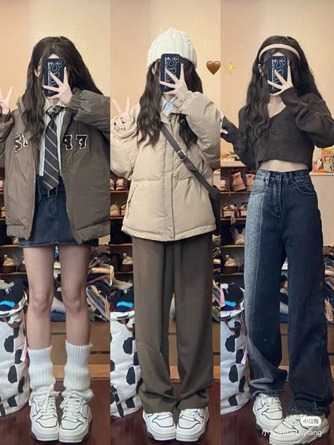 Girly Outfits Korean, Kpop Outfits Inspiration Korean Style, Tomboy Girly Outfits, Peony Aesthetic, Cold Fashion, Street Outfits, Aesthetic Streetwear, Swaggy Outfits