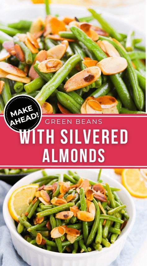 These Green Beans with Slivered Almonds are a classic French recipe that combines green beans with almonds to create a classic, elegant and delicious side dish.   with a nutty, buttery flavor. Green Beans Cranberries Almonds, Green Bean With Almonds Recipes, Recipes With Slivered Almonds, String Beans Almondine, Green Beans With Slivered Almonds, Green Beans And Almonds Recipe, Green Bean Almondine Easy, Slivered Almonds Recipes, Green Beans Almondine Easy