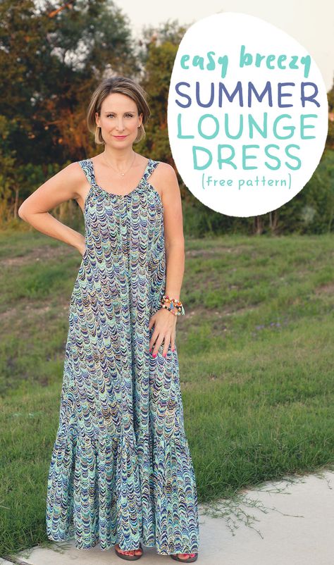 The Easy Breezy Summer Lounge Dress pattern is a free sewing pattern and tutorial will guide you through the steps of how to sew a Maxi Dress. #sewing #sewingtutorial #freedresspattern #freesewingpattern #womensdresspattern #sewingpattern #loungedress #summerdresspattern #scatteredmompatterns Summer Lounge, Summer Dress Patterns, Dress Patterns Free, Summer Ootd, Maxi Rok, Dress Tutorials, Maxi Dress Pattern, Kleidung Diy, Lounge Dress