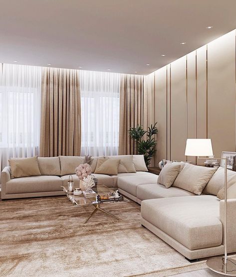 Classy Living Room, Beige Living Rooms, Luxury Living Room Design, Living Room Sofa Design, Luxury Dining Room, Living Room Design Decor, Home Design Living Room, Elegant Living Room, Living Room Decor Modern