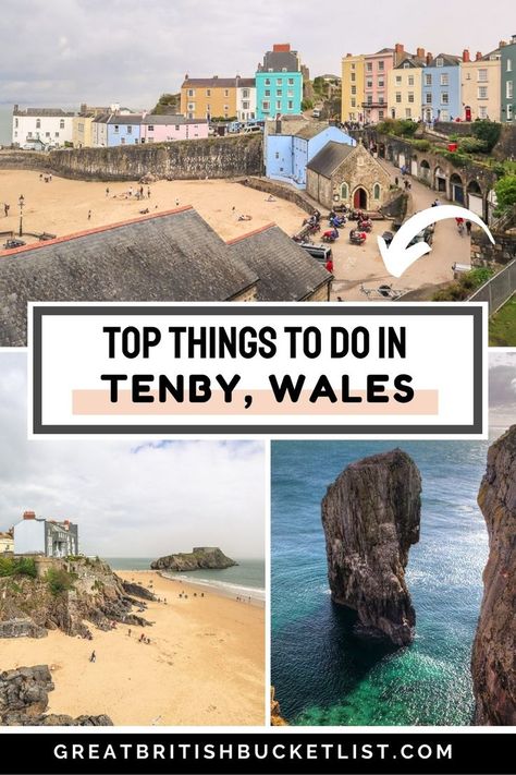 From historic castles and dramatic coastlines, to cute shops and fun days out, these are the best things to do in Tenby, Wales! Learn about great attractions near to this popular seaside town, including a great wildlife park and a dinosaur attraction. There are so many great things to do in Tenby. #Tenby #VisitWales Tenby Wales Aesthetic, Tenby Wales, Welsh Cakes, Uk Winter, Pembrokeshire Wales, Wales Travel, Visit Wales, Visiting England, Seaside Town