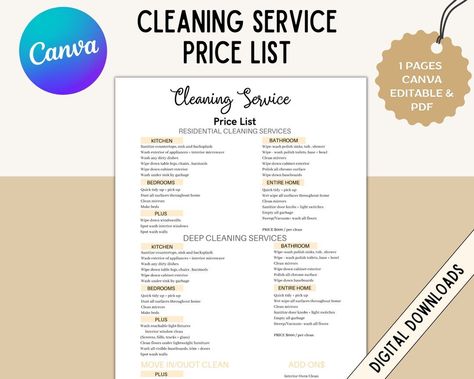 Editable Cleaning Service Price List Cleaning Agreement Cleaning Service Cleaning Business Housekeeper Agreement-janitor Contract - Etsy House Cleaning Prices, Cleaning Services Prices, Cleaning Contracts, Residential Cleaning Services, Construction Cleaning, Residential Cleaning, How To Clean Mirrors, Contract Agreement, House Cleaning Services