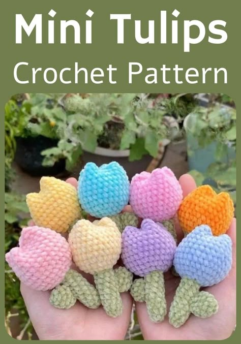 Crochet Tulip Keychain Pattern, Nature Crochet Pattern Free, Crochet Keychain Pattern Free Flower, Tulip Pattern Crochet, Crochet Flower Keychain Pattern Free, Flowers Crochet Pattern Free, Tulip Keychain Crochet, Free Flower Crochet Patterns, How To Crochet Flowers