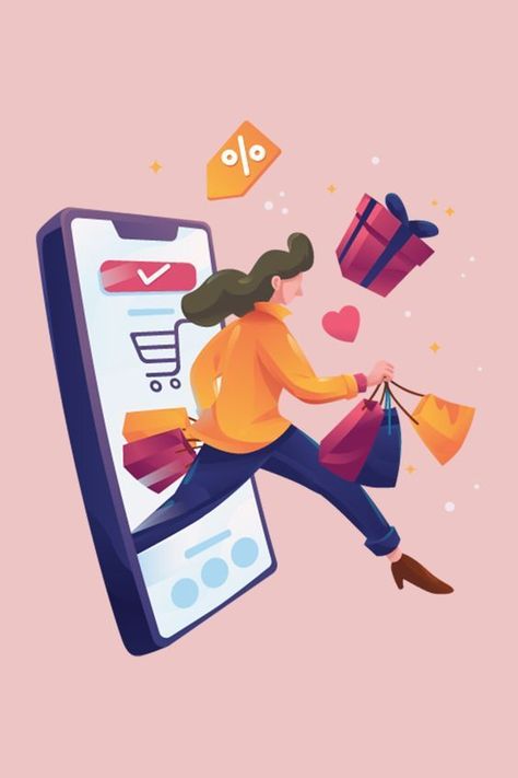 E Commerce Illustration, Shopping Animation, Online Shopping Design, Online Shopping Illustration, Startup Illustration, 2022 Graphic Design, Ideas Para Logos, Shopping Illustration, App Illustration