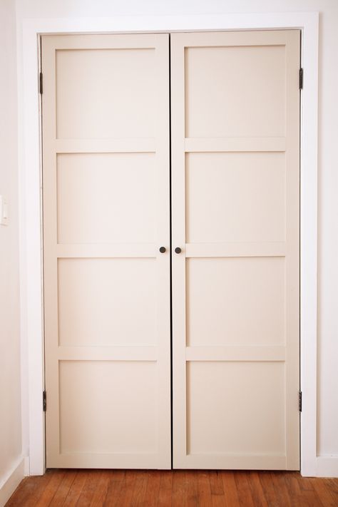 Hinge Closet Doors, Pantry Closet French Doors, Updating Bifold Closet Doors Linen, Louver Closet Door Makeover, Closet Door Installation, Double Bifold Doors Into French Doors, French Doors To Closet, Alternate To Bifold Closet Doors, Accordian Door Replacement