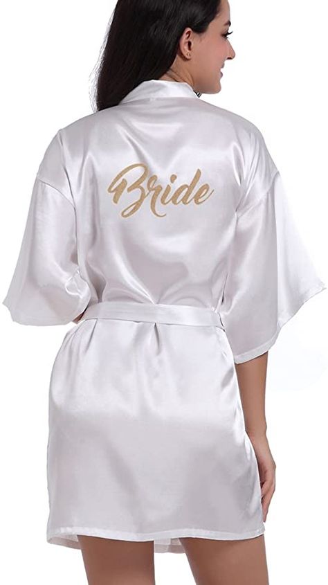 Bridal Robes Getting Ready, Bride Kimono, Satin Bridal Robe, Short Kimono Robe, Bridesmaid Kimono, Bridal Kimono, Bridesmaid Pyjamas, Wedding Kimono, Lace Bride