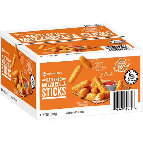 Member's Mark Battered Mozzarella Sticks, Frozen (6 lbs.) - Sam's Club Battered Mozzarella Sticks, Frozen Mozzarella Sticks, Frozen 6, Mini Corn Dogs, Pork Egg Rolls, Best Freeze Dried Food, Frozen Appetizers, Sleepover Food, Mozzarella Sticks