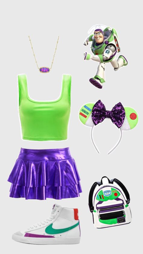 BUZZLIGHT YEAR Cute Toy Story Halloween Costumes, Buzz Lightyear Costume Girl, Preppy Outfits For Disney, Buzz Halloween Costume Women, Buzz Lightyear Disney Outfit, Cute Buzz Lightyear Costume, Buzz Light Year Makeup, Toy Story Costumes Group, Buzz Light Year Costume Women's