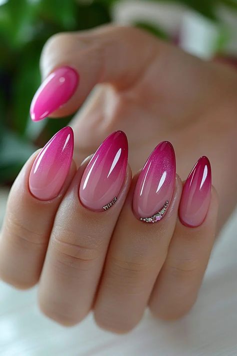 50 Beautiful Pink Nail Ideas to Elevate Your Style In 2024(With DIY Tips) - ACRYLICNAILDESIGNS Oval Nails Pink Design, Pink Nail Almond Shape, Pink Nail Ideas, Nail Pink, Pink Nail Art Designs, Fancy Nail Art, Trendy Nail Designs, Pink Ombre Nails, Pink Nail Art