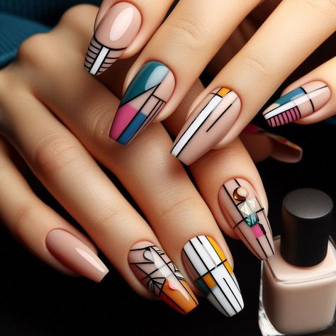 #nails   #bold   #summer    #summer-nails  #beauty Geometric Nail Art Short Nails, Geometric Nail Art, September Nails, Geometric Nail, Fancy Nails Designs, Nail Design Inspiration, Great Nails, Pink Acrylic Nails, Floral Nails