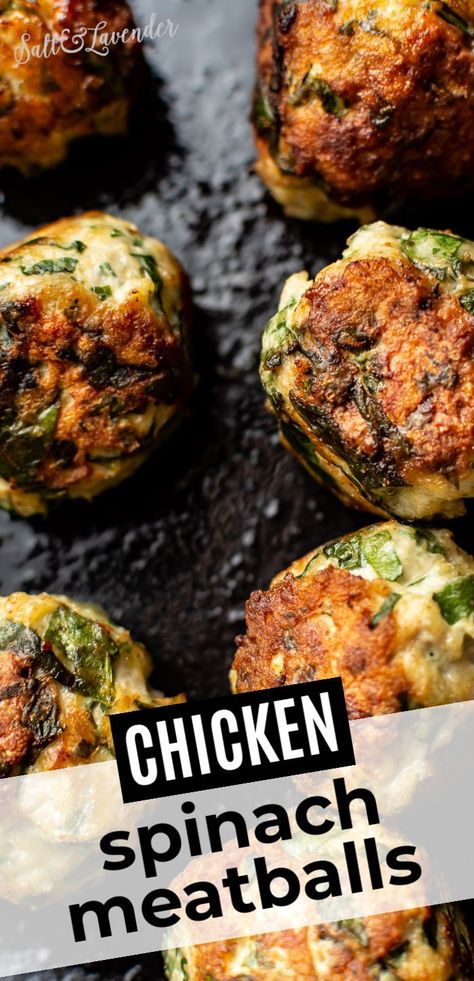 Chicken Spinach Meatloaf, Chicken Spinach Meatballs Baked, Chicken Broccoli Meatballs, Spinach Sausage Balls, Ground Chicken Spinach Meatballs, Chicken Meatballs With Veggies, Healthy Chicken Minced Meat Recipes, Chicken Meatballs With Spinach, Ground Chicken Meatballs Crockpot