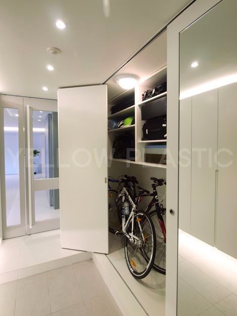 Bike Storage Small Space, Bike Storage Design, Bike Storage Home, Bike Storage Room, Sas Entree, Entryway Inspiration, Latest Living Room Designs, Small Apartment Design, 아파트 인테리어