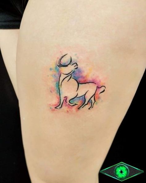 Star Signs Tattoos, Tats Inspiration, Taurus Tattoo, Tattoo Watercolor, Circle Tattoos, Taurus Tattoos, Zodiac Sign Tattoos, Zodiac Tattoos, Head Tattoos