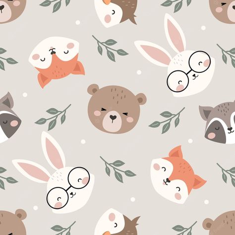 Balayage, Kids Fabric Prints, Raccoon Face, Animals Background, Happy Elephant, Hello Kitty Cartoon, Kids Deco, Nursery Patterns, Animal Doodles