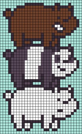 Pixel Characters, Dream Catcher Craft, Easy Pixel Art, Pixel Drawing, Pixel Art Templates, Pixel Art Grid, Pixel Crochet, Bare Bears, Pola Kristik