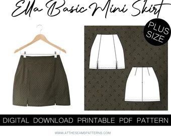 AtTheSeamsPatterns | Etsy Basic Mini Skirt, Summer Sleepwear, Mini Skater Skirt, Cute Sewing Projects, Sewing Projects Clothes, Skirt Tutorial, Mask Pattern, Basic Skirt, Skirt Patterns Sewing