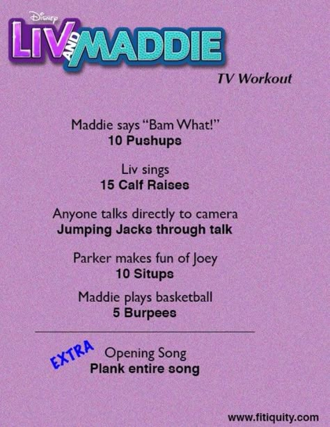 Liv And Maddie Workout Challenge, Liv And Maddie Tv Workout, Luv And Maddie Workout, Tv Show Workouts Disney, Jessie Workout Disney, Disney Workout Challenge, Tv Workouts Netflix Tv Shows, Liv And Maddie Workout, Tv Show Workout Challenge