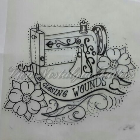 Sewing Finger Tattoo, Sewing Memorial Tattoo, Sewing Machine Tattoo Design, Sewing Theme Tattoo, Sewing Tattoo Ideas Simple, Sewing Themed Tattoos, Seamstress Tattoo, Quilting Tattoos, Sewing Tattoo Design