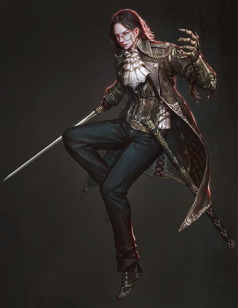 Gothic, JeongSeok Lee on ArtStation at https://www.artstation.com/artwork/oBGkB?utm_campaign=notify&utm_medium=email&utm_source=notifications_mailer Victorian Character Art, Gothic Characters, Arte Cyberpunk, Concept Art Character, Modern Fantasy, Fantasy Warrior, Fantasy Illustration, Dieselpunk, Dnd Characters