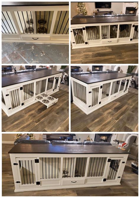 This gallery hosted by SmugMug; your photos look better here. Large Double Dog Kennel Furniture, 4 Dog Kennel Indoor, Tv Stand With Dog Kennel, Cool Dog Room Ideas, Diy Dog Kennel Tv Stand, Diy Double Dog Crate Furniture, Custom Dog Kennel Furniture, Diy Dog Crate Furniture Plans, Dog Cage Tv Stand