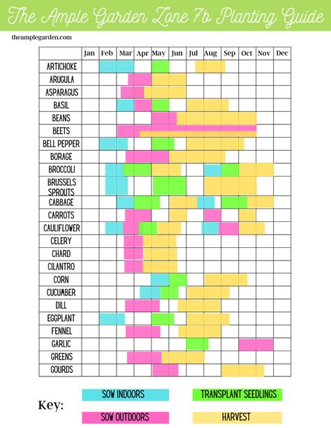 Knowing when to start seeds and move transplants outdoors can be overwhelming. Our guide for zone 7b takes out all the guesswork! 7b Growing Zone, Zone 7b Planting Schedule Vegetables, Hardiness Zone 7b Plants, Planting Schedule For Zone 7, 7b Zone Plants, Zone 7b Landscaping Ideas, 7b Planting Guide Flowers, 7b Planting Guide, 7b Gardening Zone